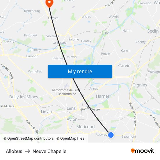 Allobus to Neuve Chapelle map