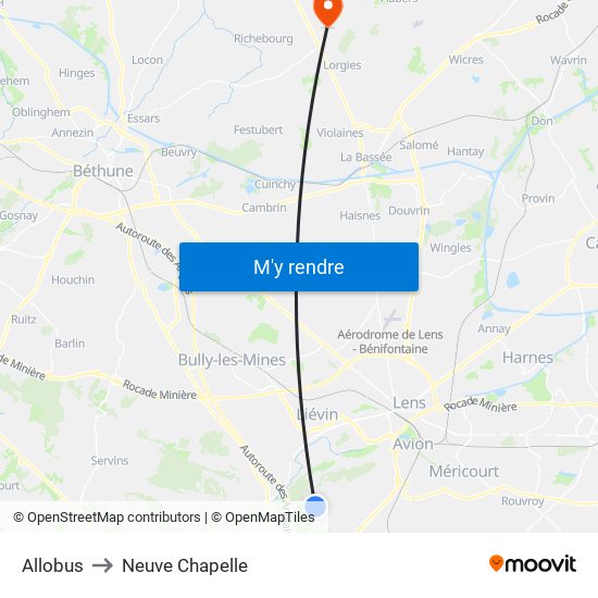 Allobus to Neuve Chapelle map