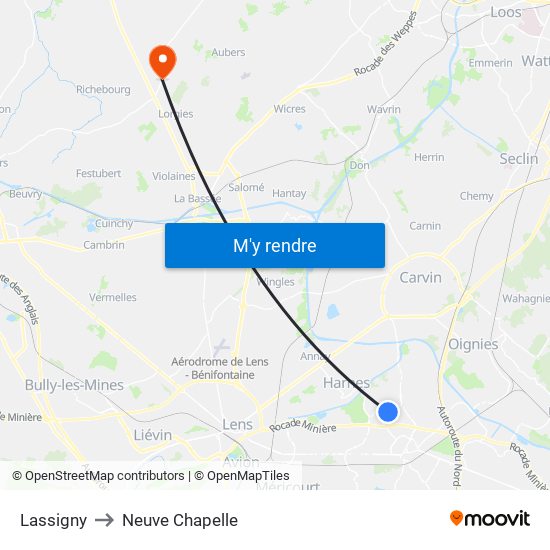 Lassigny to Neuve Chapelle map