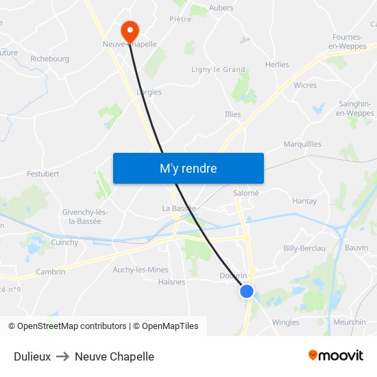 Dulieux to Neuve Chapelle map