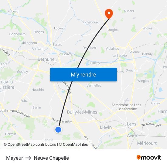 Mayeur to Neuve Chapelle map