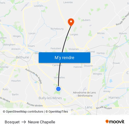 Bosquet to Neuve Chapelle map