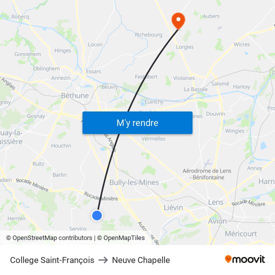 College Saint-François to Neuve Chapelle map