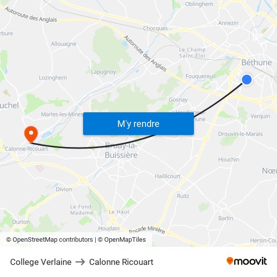 College Verlaine to Calonne Ricouart map