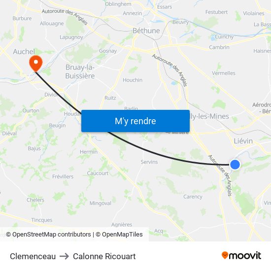 Clemenceau to Calonne Ricouart map