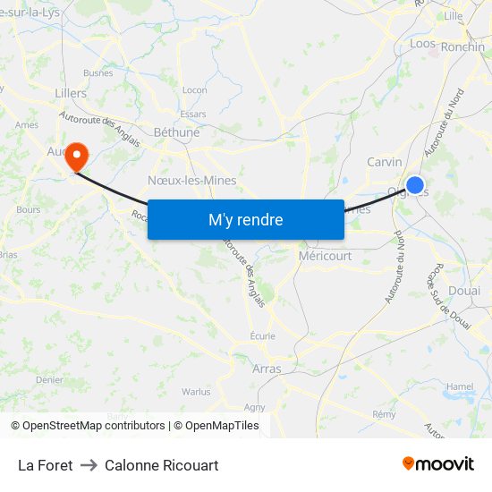 La Foret to Calonne Ricouart map