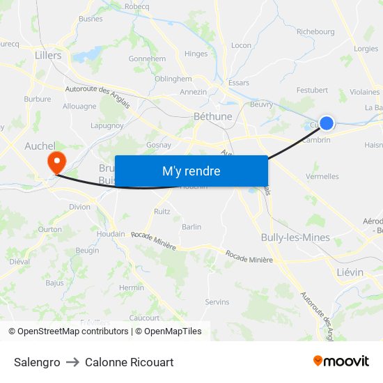 Salengro to Calonne Ricouart map