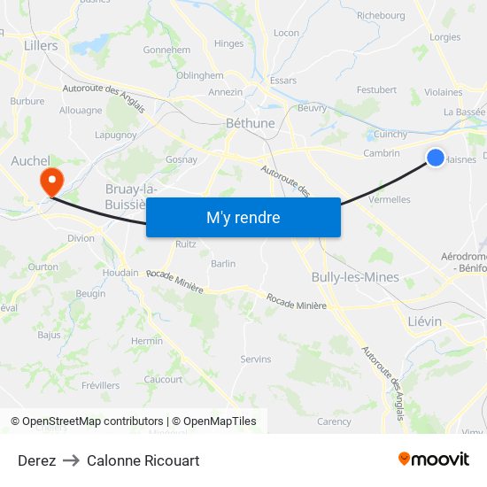 Derez to Calonne Ricouart map