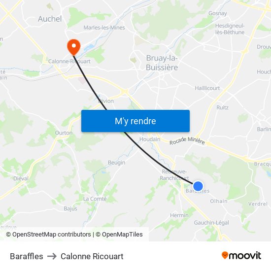 Baraffles to Calonne Ricouart map