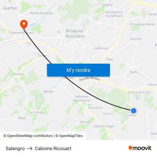 Salengro to Calonne Ricouart map