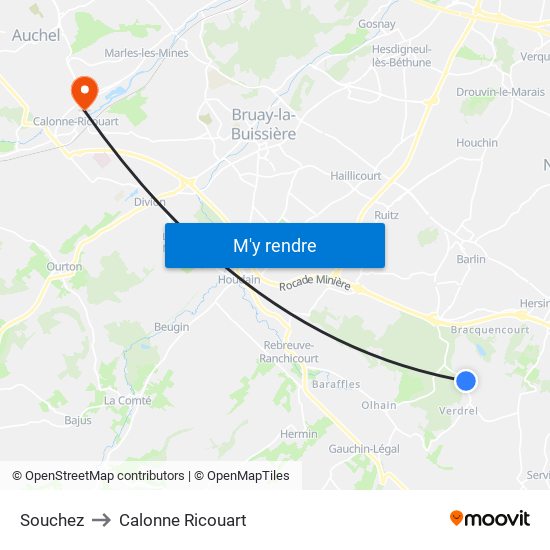 Souchez to Calonne Ricouart map