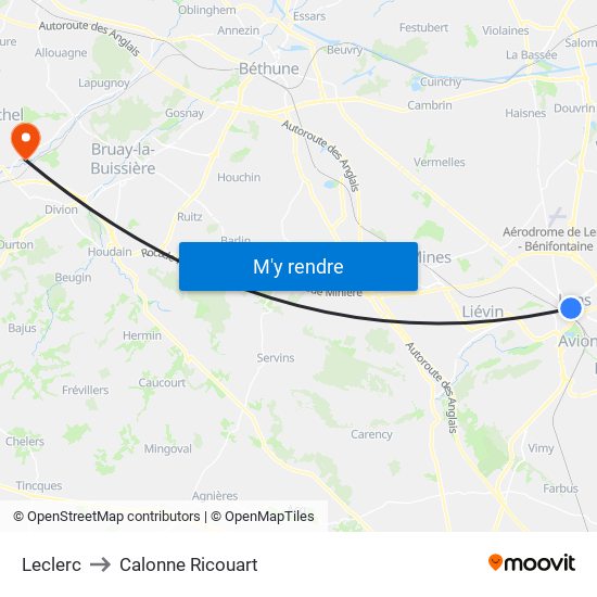 Leclerc to Calonne Ricouart map