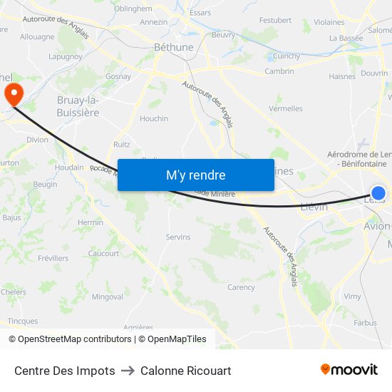 Centre Des Impots to Calonne Ricouart map