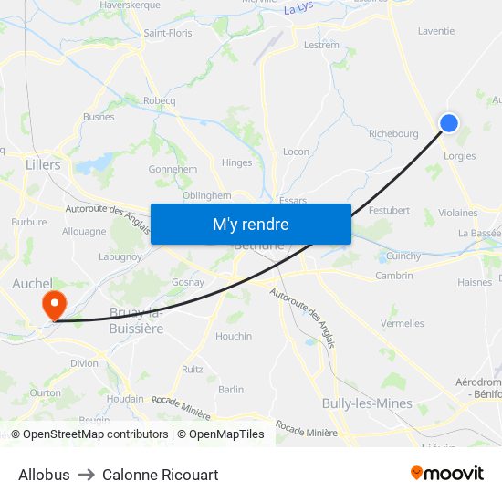 Allobus to Calonne Ricouart map