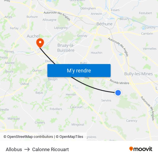 Allobus to Calonne Ricouart map