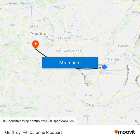 Guiffroy to Calonne Ricouart map