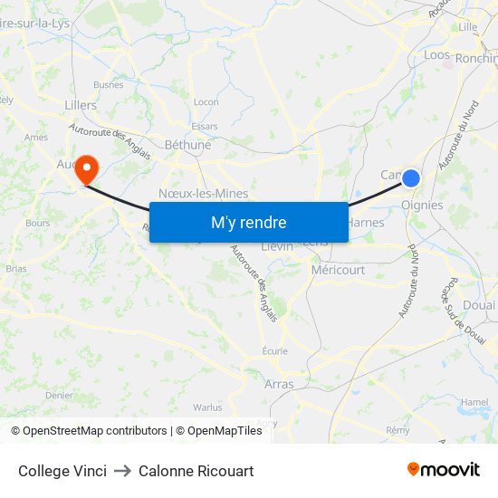 College Vinci to Calonne Ricouart map