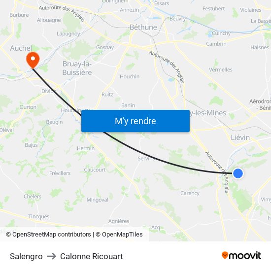 Salengro to Calonne Ricouart map