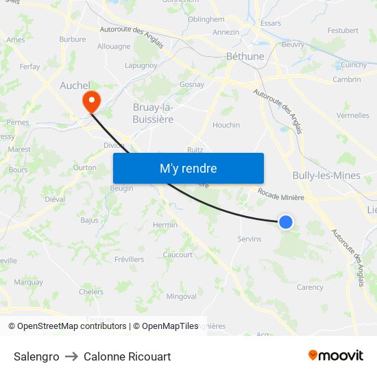 Salengro to Calonne Ricouart map