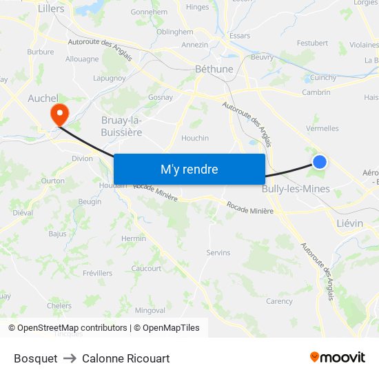 Bosquet to Calonne Ricouart map