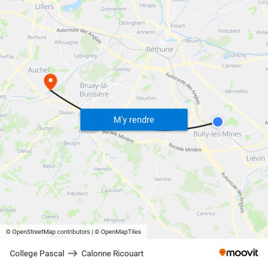College Pascal to Calonne Ricouart map