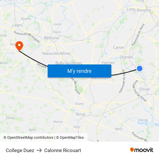 College Duez to Calonne Ricouart map