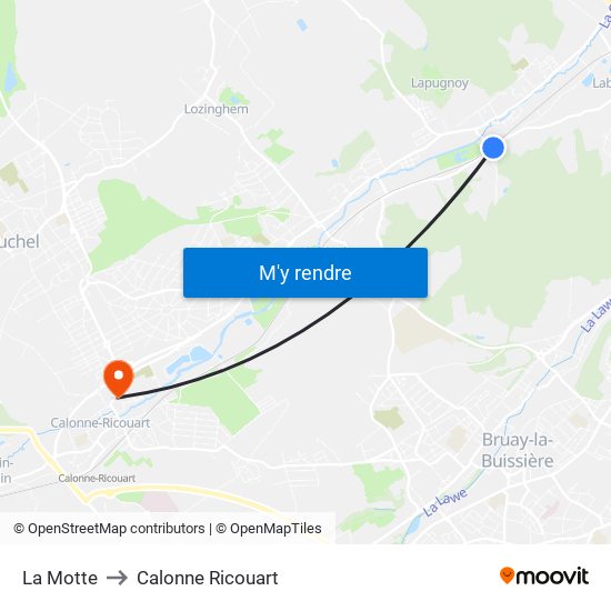 La Motte to Calonne Ricouart map