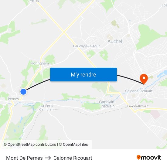 Mont De Pernes to Calonne Ricouart map