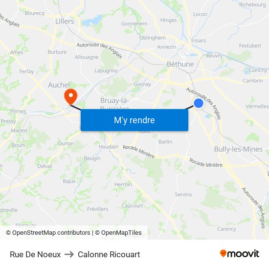 Rue De Noeux to Calonne Ricouart map