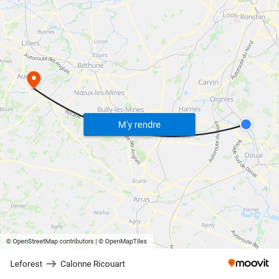 Leforest to Calonne Ricouart map