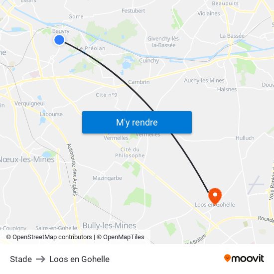 Stade to Loos en Gohelle map