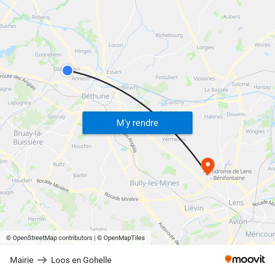 Mairie to Loos en Gohelle map