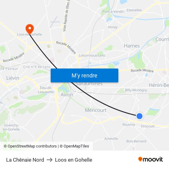 La Chênaie Nord to Loos en Gohelle map