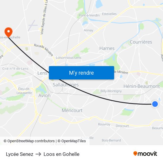 Lycée Senez to Loos en Gohelle map