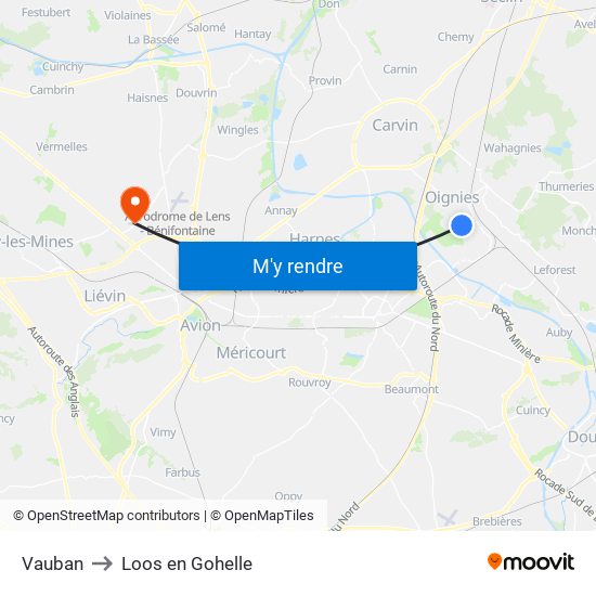 Vauban to Loos en Gohelle map