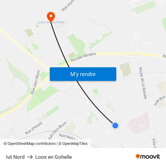 Iut Nord to Loos en Gohelle map