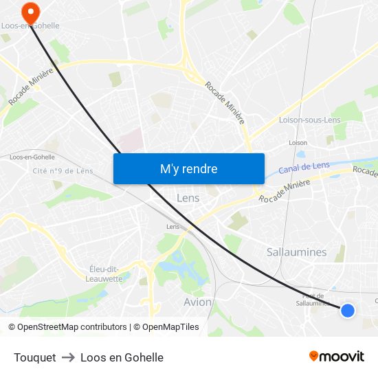 Touquet to Loos en Gohelle map