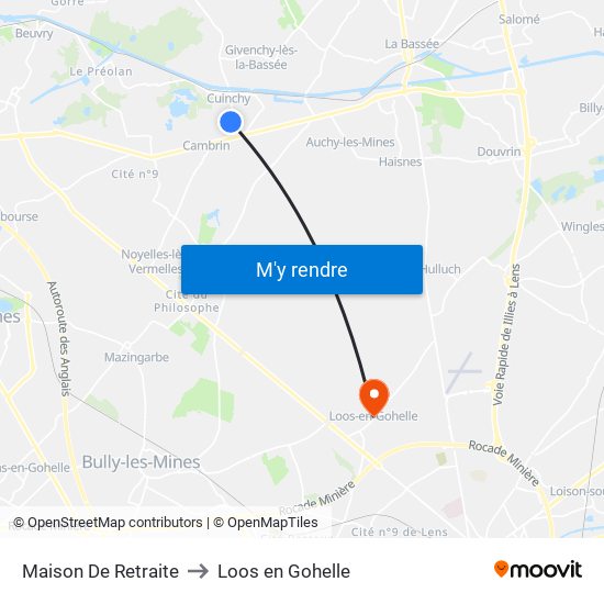 Maison De Retraite to Loos en Gohelle map