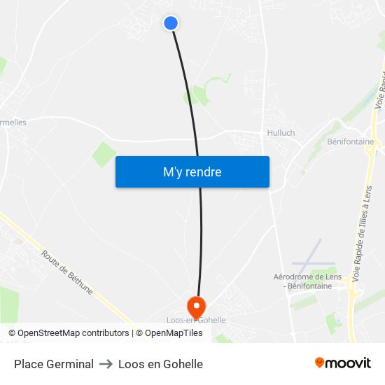 Place Germinal to Loos en Gohelle map