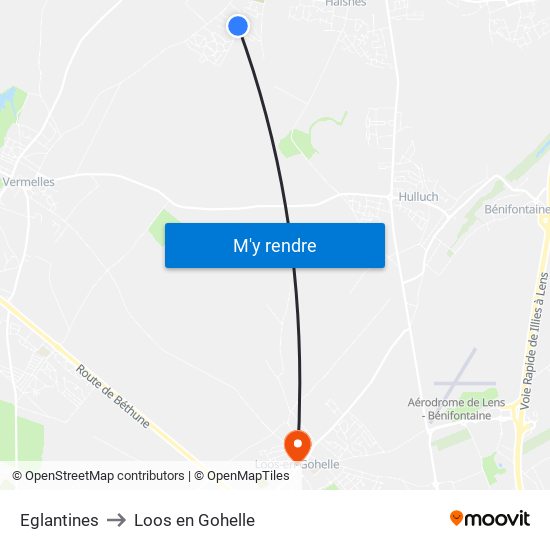 Eglantines to Loos en Gohelle map