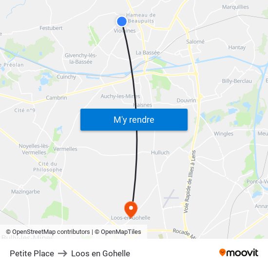 Petite Place to Loos en Gohelle map