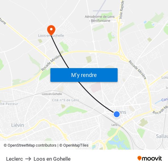 Leclerc to Loos en Gohelle map