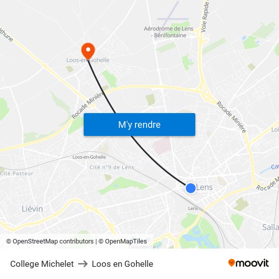 College Michelet to Loos en Gohelle map