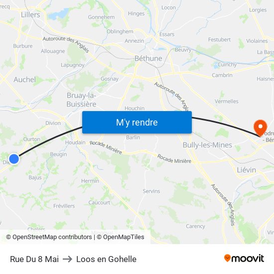 Rue Du 8 Mai to Loos en Gohelle map