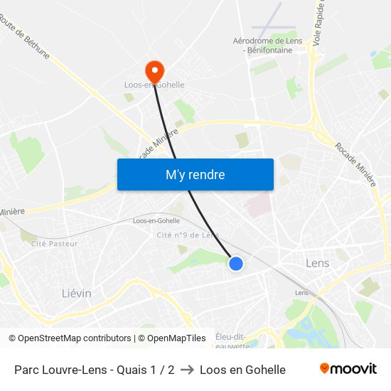 Parc Louvre-Lens - Quais 1 / 2 to Loos en Gohelle map