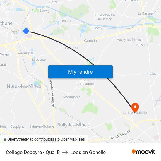 College Debeyre - Quai B to Loos en Gohelle map