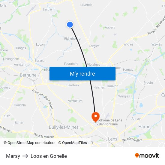 Marsy to Loos en Gohelle map