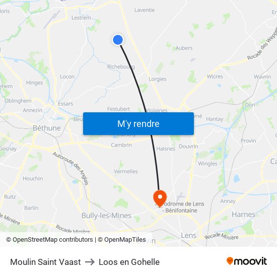 Moulin Saint Vaast to Loos en Gohelle map
