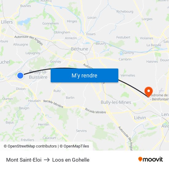 Mont Saint-Eloi to Loos en Gohelle map