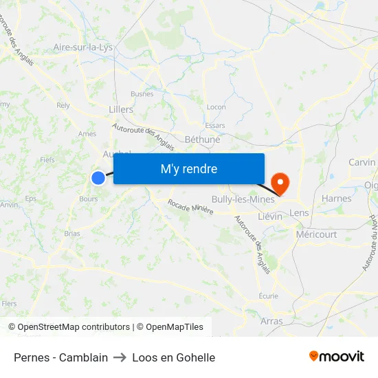 Pernes - Camblain to Loos en Gohelle map